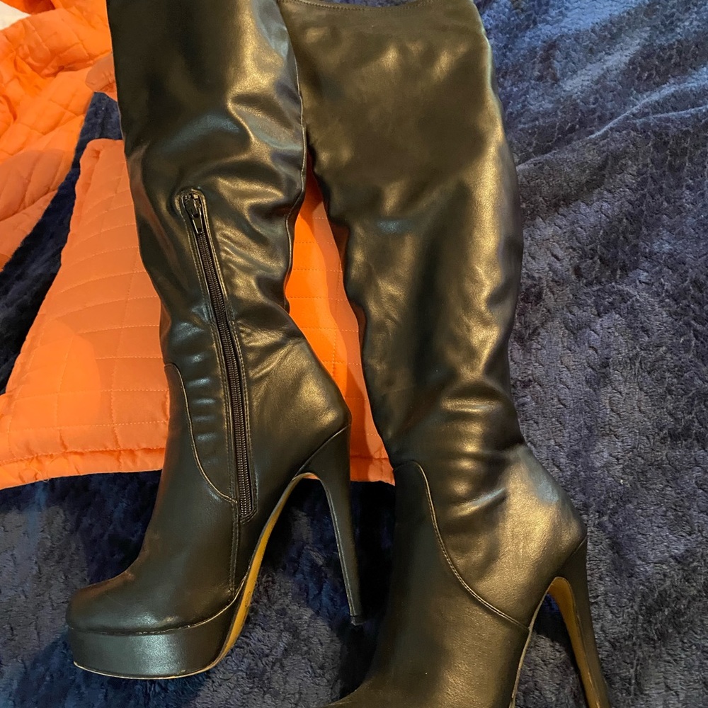 Super sexy black Chinese Laundry platform over the knee boot.